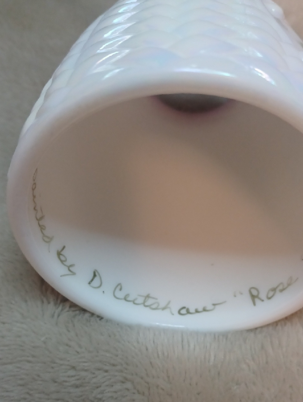Fenton Hand Painted Rose Fairy Lamp (TOP ONLY ) - Picture 3 of 6
